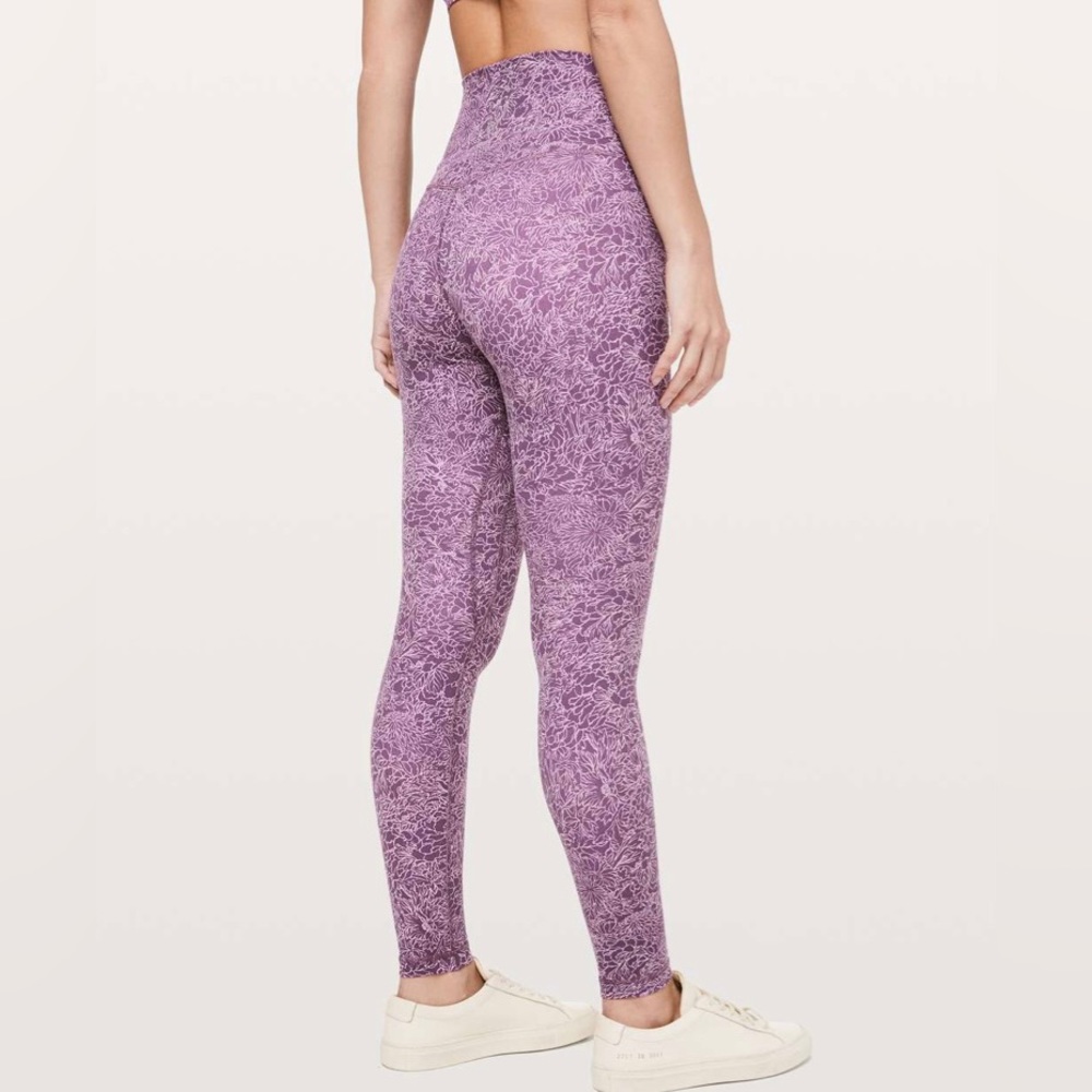 Lululemon align floral print purple legging pant * full length 28” size 4